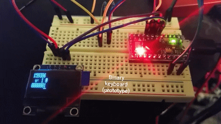 GIF of breadboard prototype typing